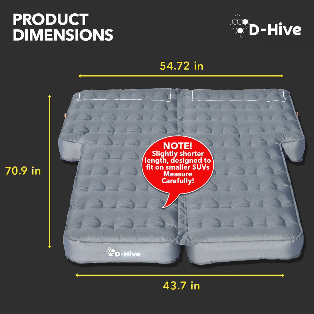 SHORTENED LENGTH - Unbeatable Durability SUV Air Mattress for Car Camping, Durable Extra Thick 300D Oxford Fabric, Quick Easy Set-Up w/Electric Pump, Car Bed Mattress with Base Extenders 180 cm