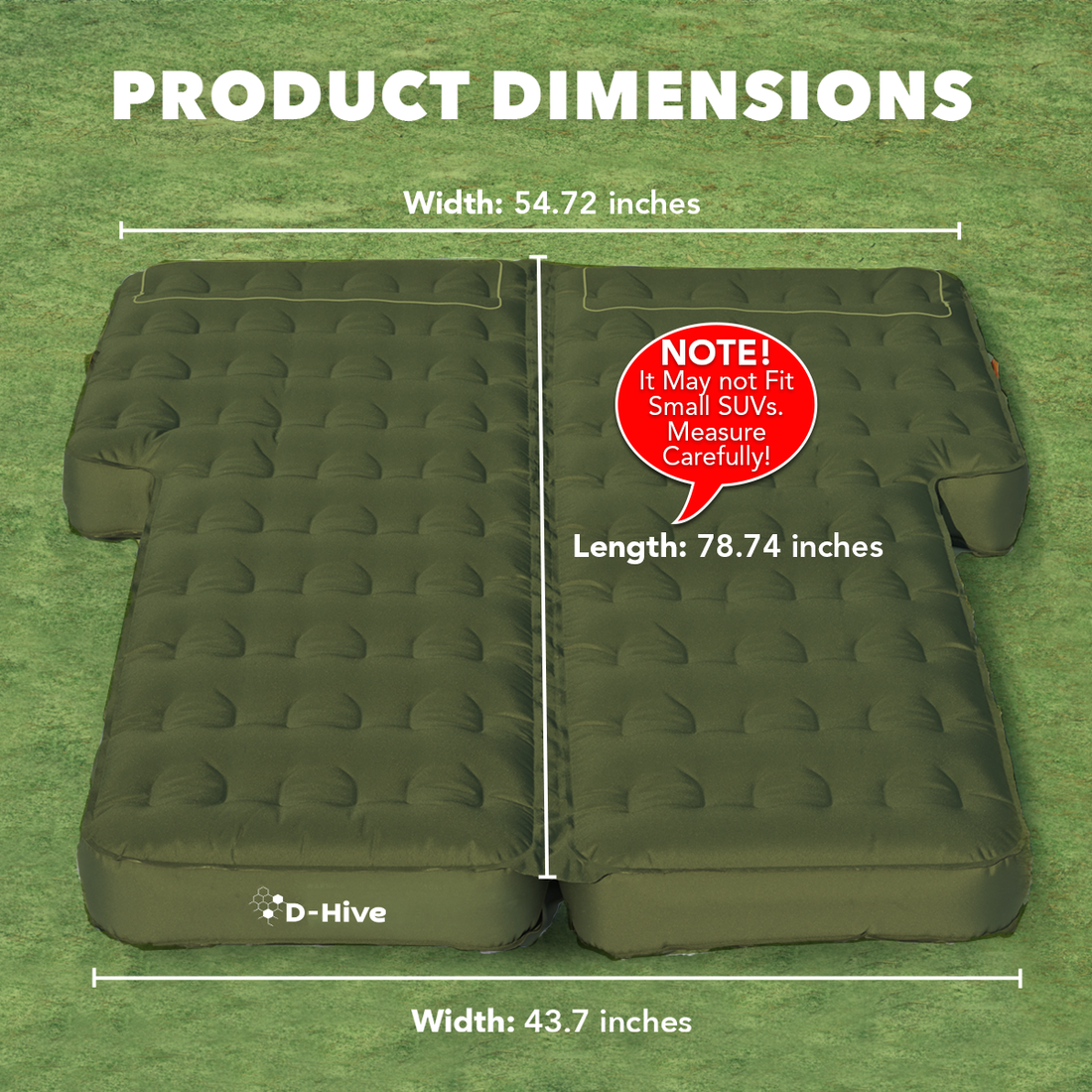Unbeatable Durability SUV Air Mattress for Car Camping, Durable Extra Thick 300D Oxford Fabric, Quick Easy Set-Up w/Electric Pump, Car Bed Mattress, Forrest Green