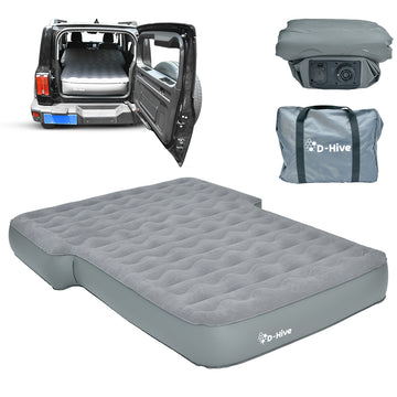 SUV Air Mattress, Ultra-Thick Material Extra-High Car Air Mattress, SUV Mattress for Toyota 4runner, Jeep Wrangler Air Mattress, Car Mattress w/Built-in Pump Inflatable Car Air Mattress Grey