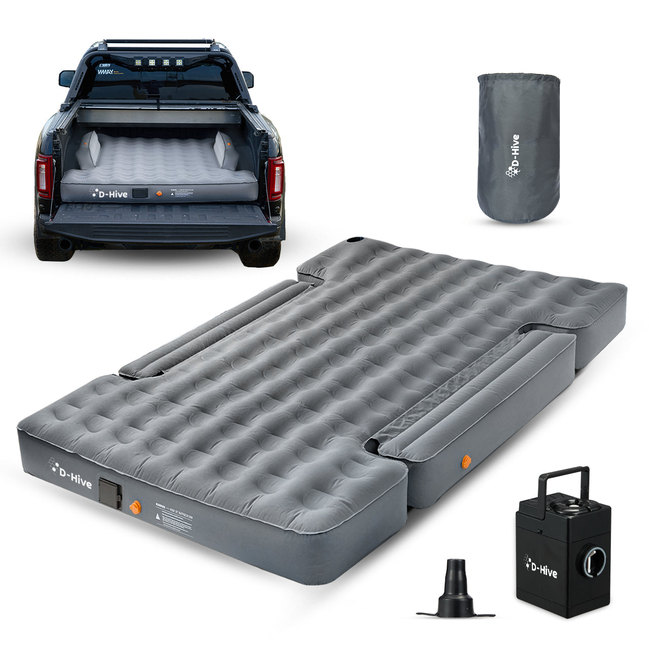 Unbeatable Durability 6-6.5" Truck Bed Air Mattress, Durable Extra Thick 300D Oxford Fabric, Quick Easy Set-Up w/Electric Pump, Truck Camping Mattress Compatible with F150, Ram, Tundra