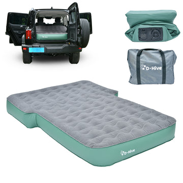 Full Size SUV Air Mattress, Easy to Install with Built-In Pump, Quick Inflation, Anti-Deflate, Fits 2 People, Green